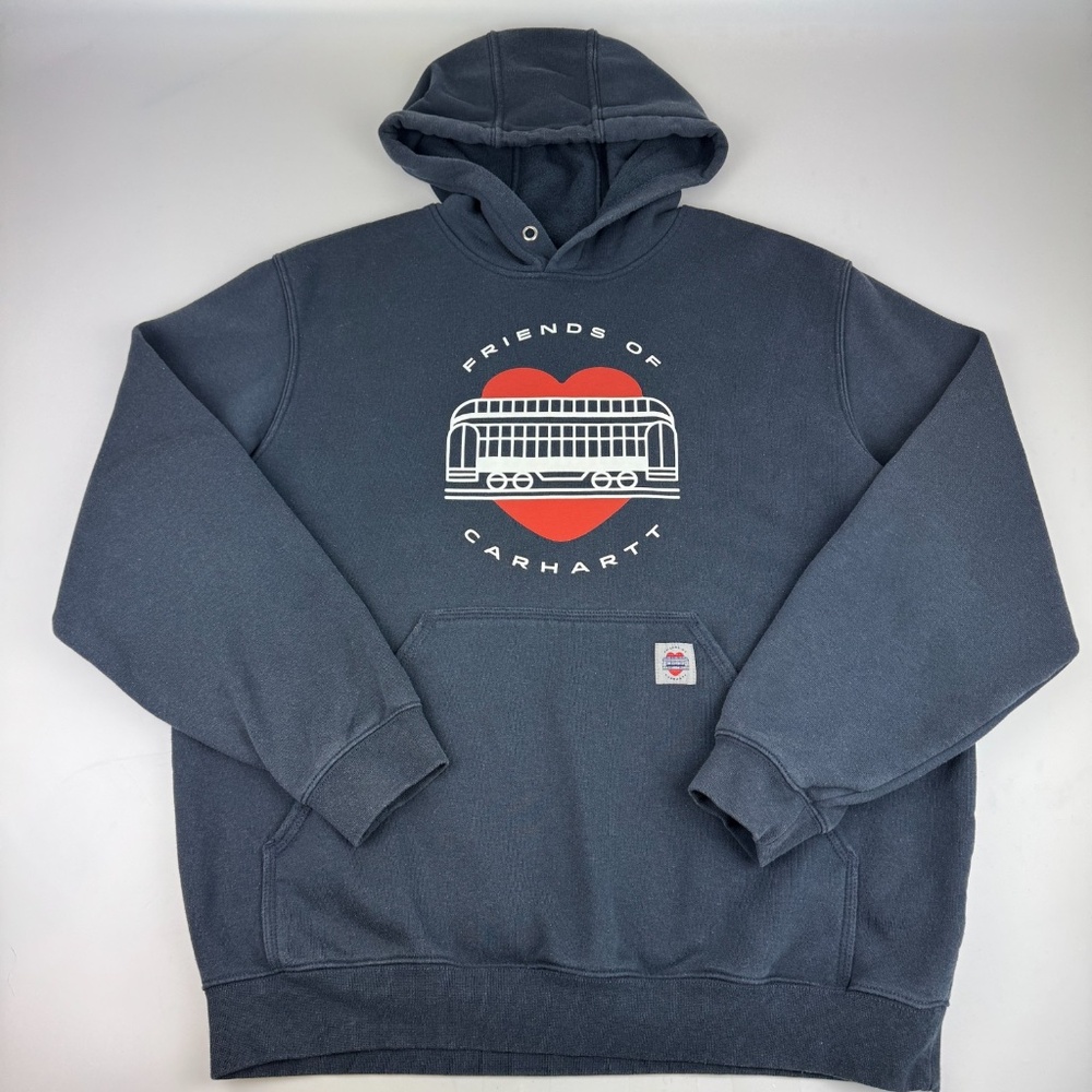 Carhartt Mens Size L Friends of Carhartt Pullover Hoodie Sweatshirt Blue 105093